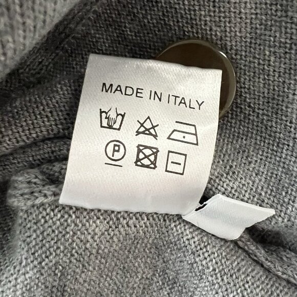 Thom Sweeney Merino Wool Button Down Sweater Vest Gray Knitwear Size Large - Picture 8 of 8